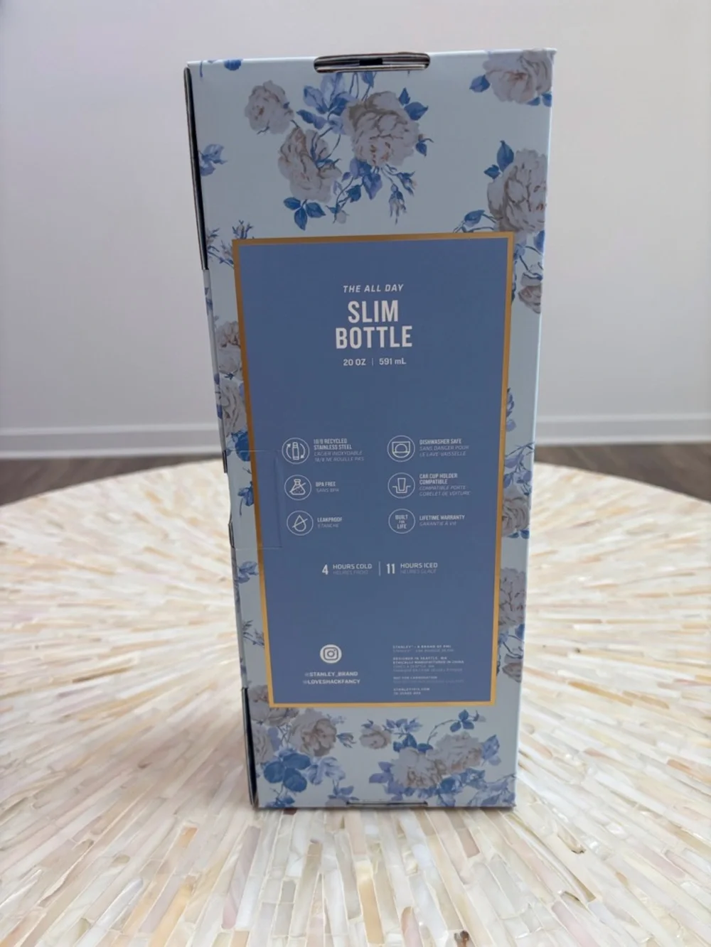 NWOT Stanley x LoveShackFancy Everblooming Roses 20oz All Day Slim Bottle - Picture 7 of 7